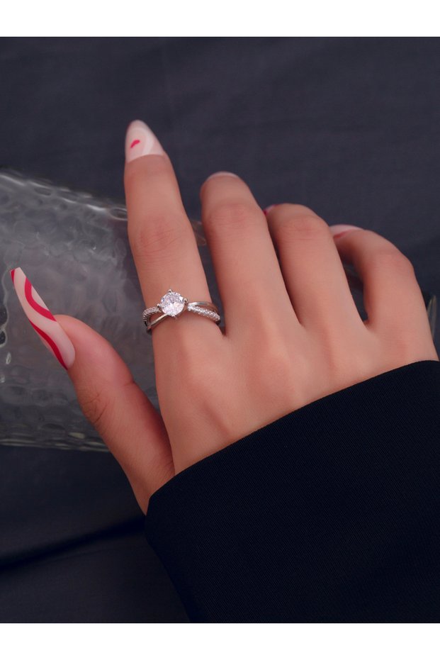 Silver Rhinestone Embellished Ring