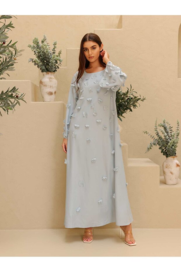 جلابية أنيقة مزينة بزهور ثلاثية الأبعاد - 1
