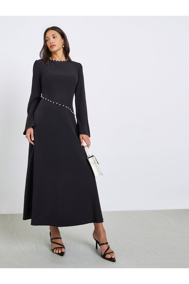 Women Faux Pearl Embellished Dress
