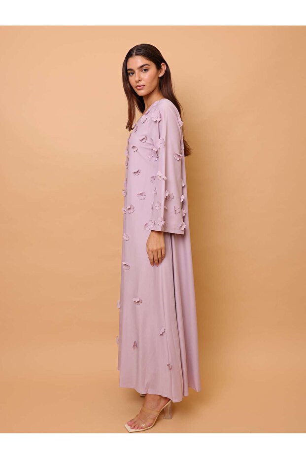 جلابية أنيقة مزينة بزهور ثلاثية الأبعاد - 4