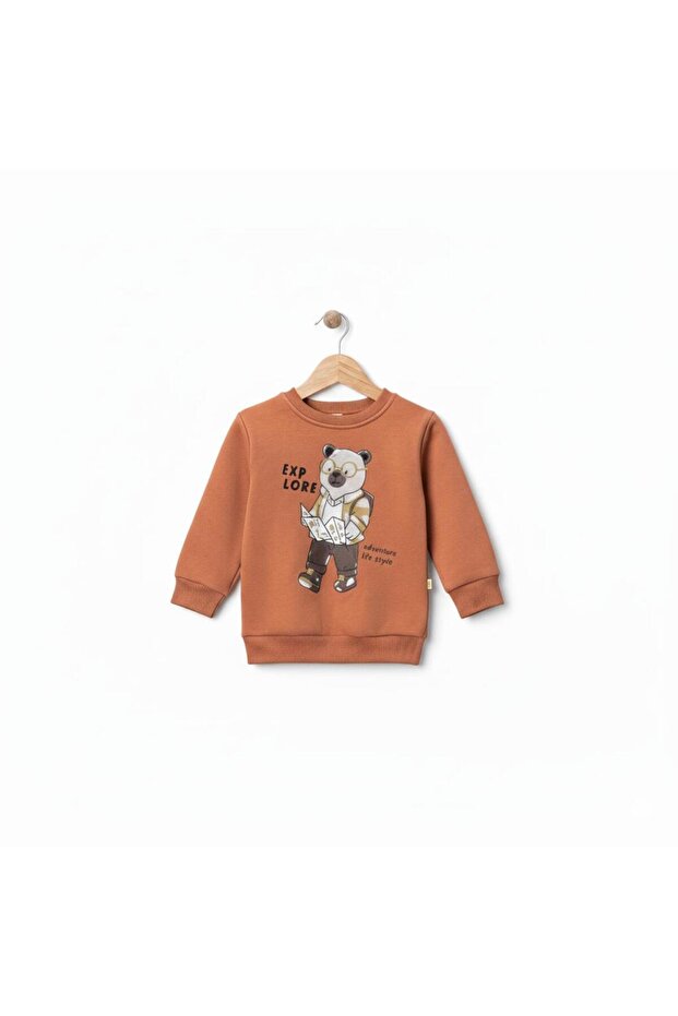 Boy's Orange Basic 3 Thread Fleece-Lined Winter Tracksuit Set - 3