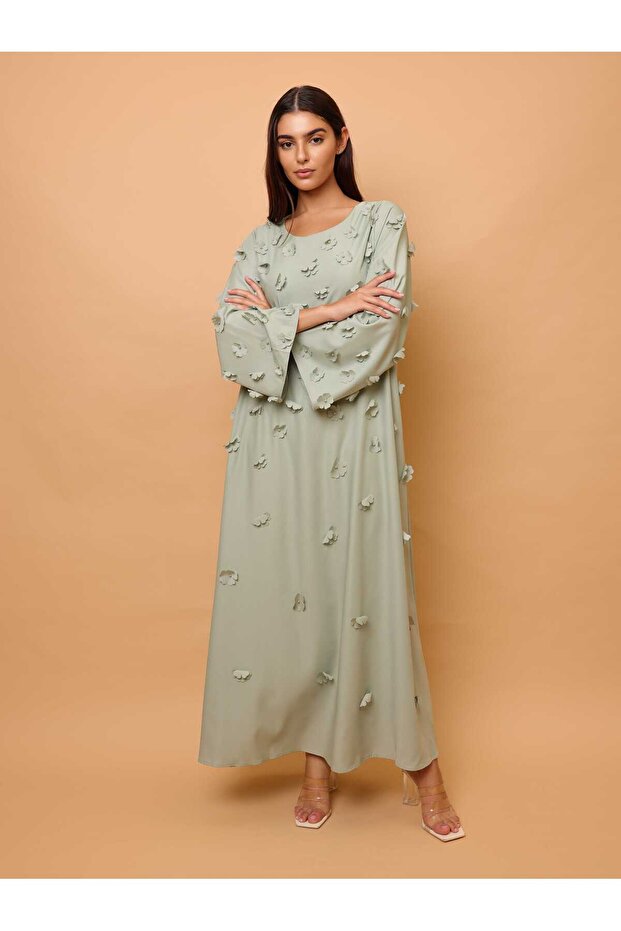 جلابية أنيقة مزينة بزهور ثلاثية الأبعاد - 5