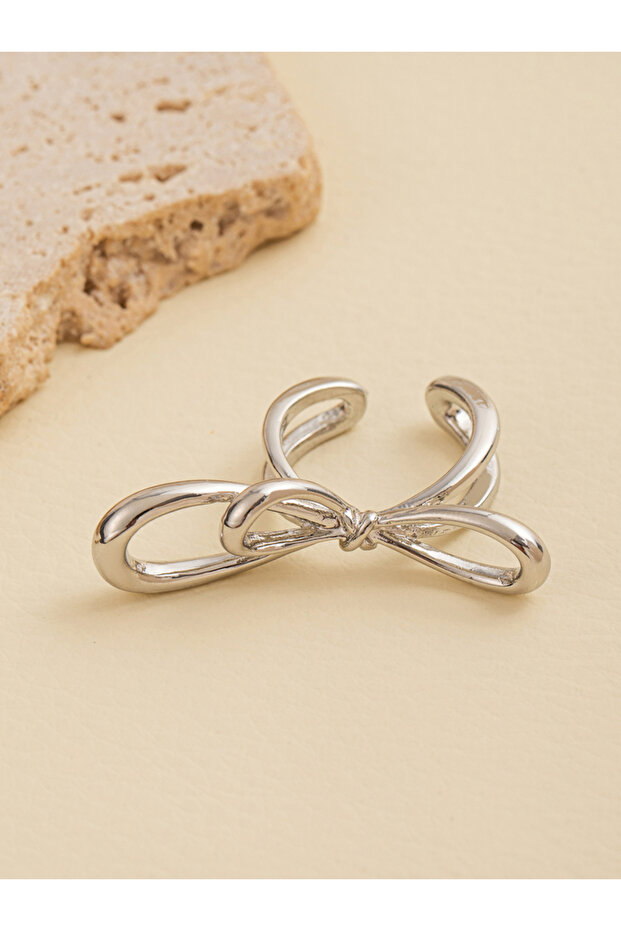Silver Bow Open Ring - 1