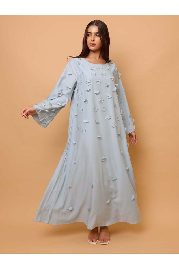 جلابية أنيقة مزينة بزهور ثلاثية الأبعاد - 5