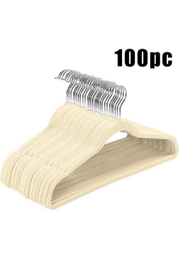 1 Set Of 100 Piece Velvet Hangers Can Be Rotated 360 Degrees To Save Space Creamy White