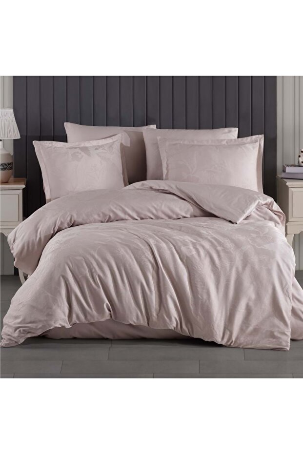 Jacquard Cotton Satin Double Duvet Cover Set Yomra Stone