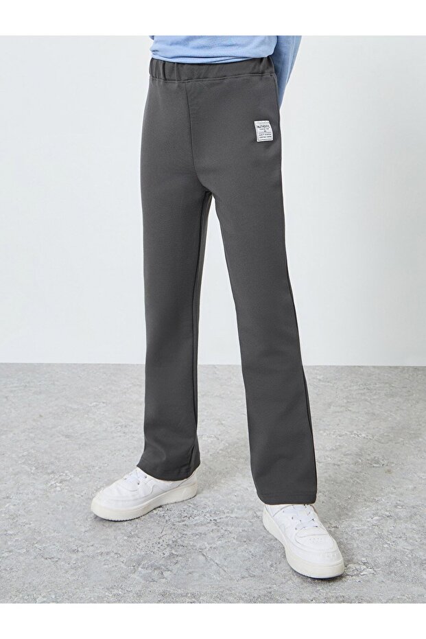 Teens Brown Badge Detail Elastic Waist Leggings