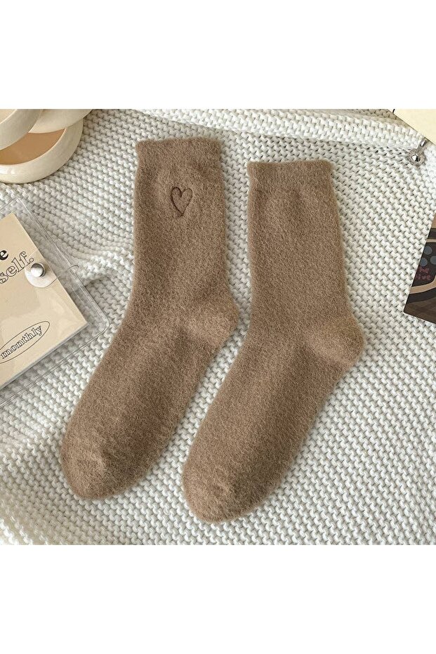 Heart Patterned Plush Socks - 2