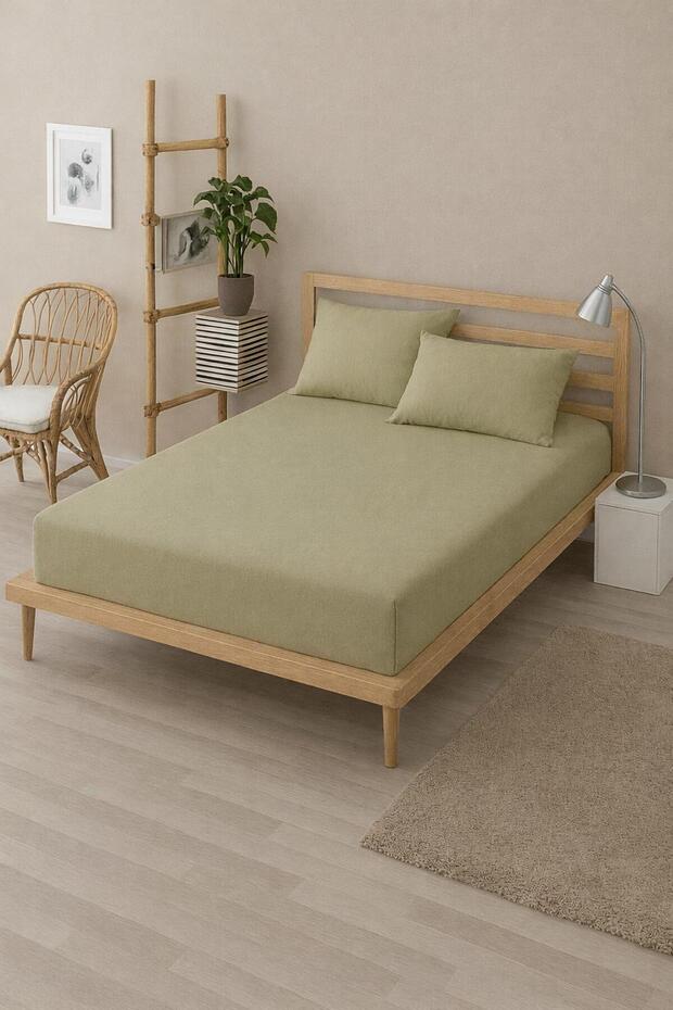 Ranforce Fabric, Fitted Elastic Sheet + Pillowcase - Single 100X200/120X200/Double 160X200/King Size 180X200