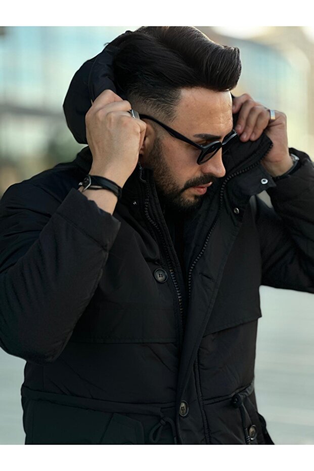 ERKEK KIŞLIK DOLUMLU TRENÇ MONT - 5