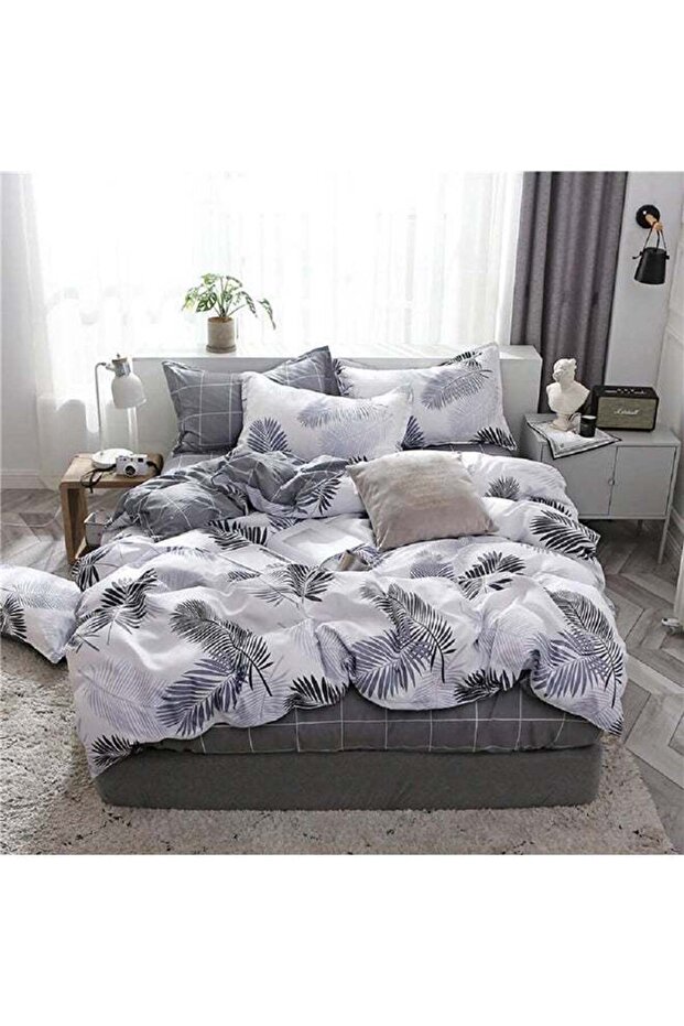 طقم لحاف فاخر من الألياف الدقيقة مكون من 4 قطع بحجم كينج - 4