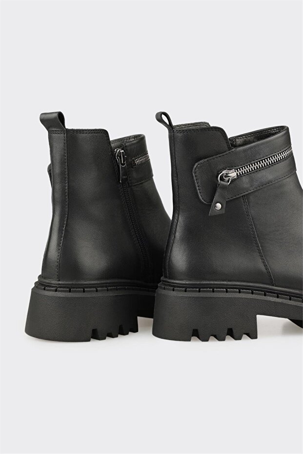 Siyah Deri Kadın Günlük Bot - 4