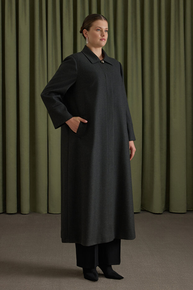 Antrasit Dokuma Pardösü - 3