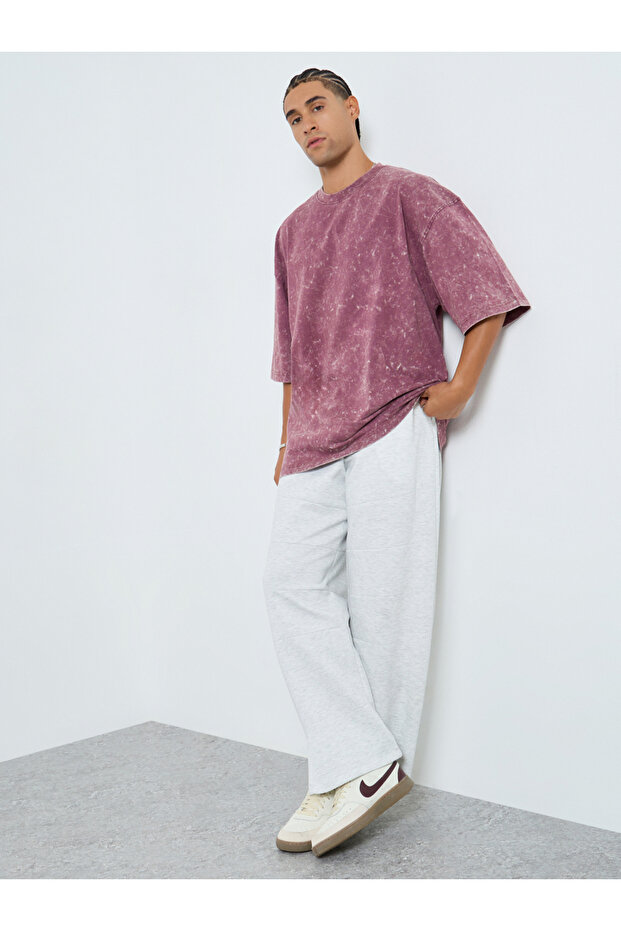 بنطال رجالي سادة أرجل واسعة برباط - 2