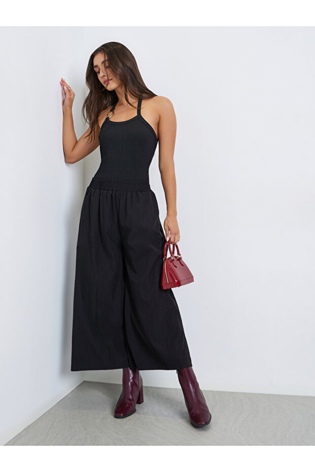 Women Black Wide Leg Trousers