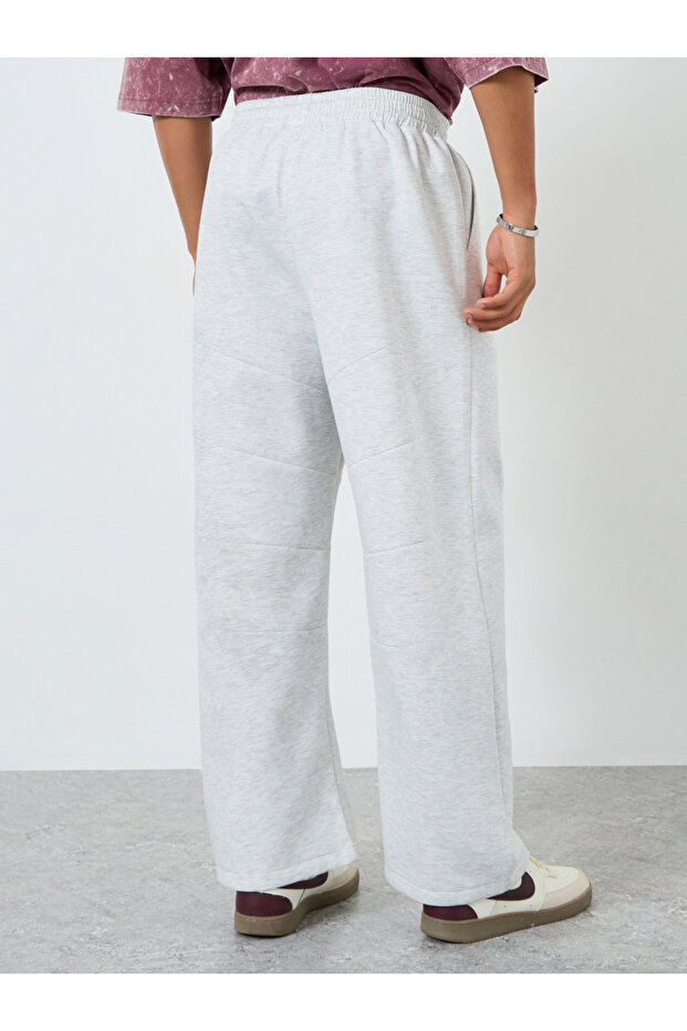 بنطال رجالي سادة أرجل واسعة برباط - 4