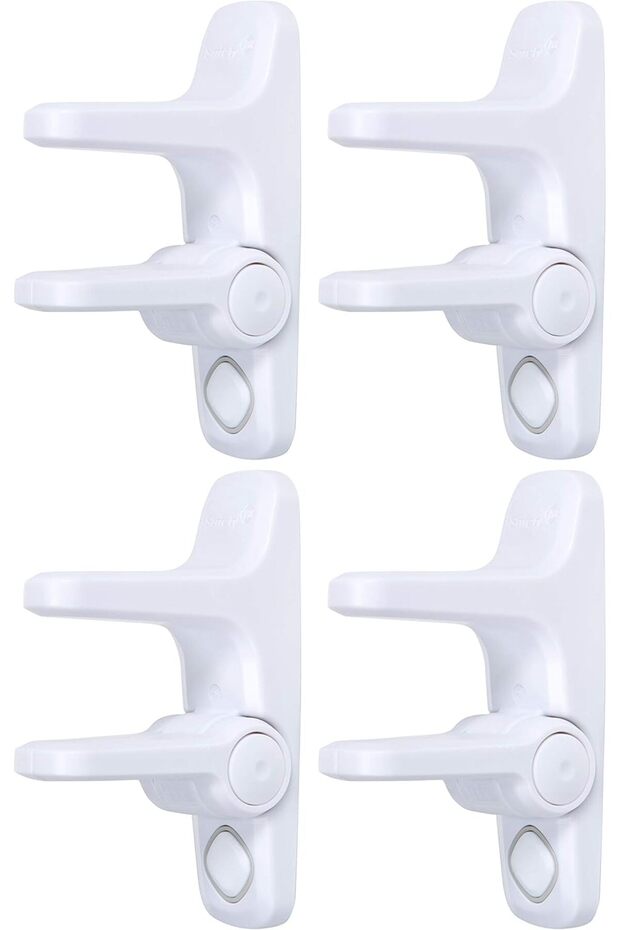 Outsmart Lever Handle Lock, White, 4PK