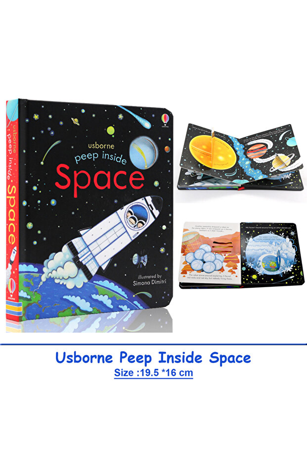 Space Usborne Peep Inside Space Educational English Picture Book for Kids Baby Bedtime Reading Plane