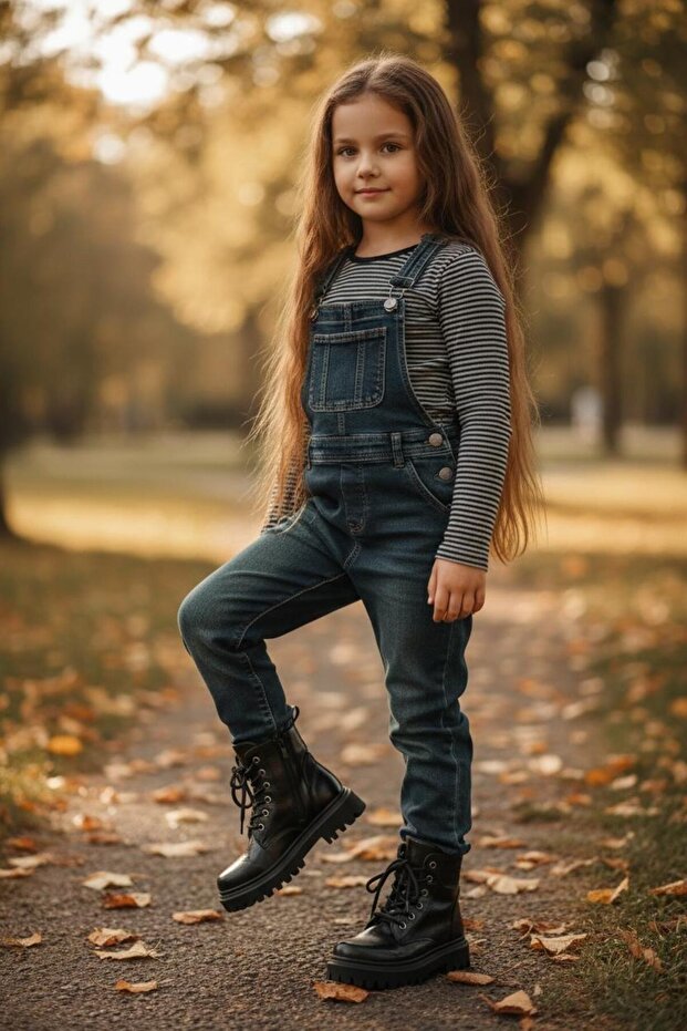 Lacquer Leather Black Lace-Up Detail Zippered Children's Boots