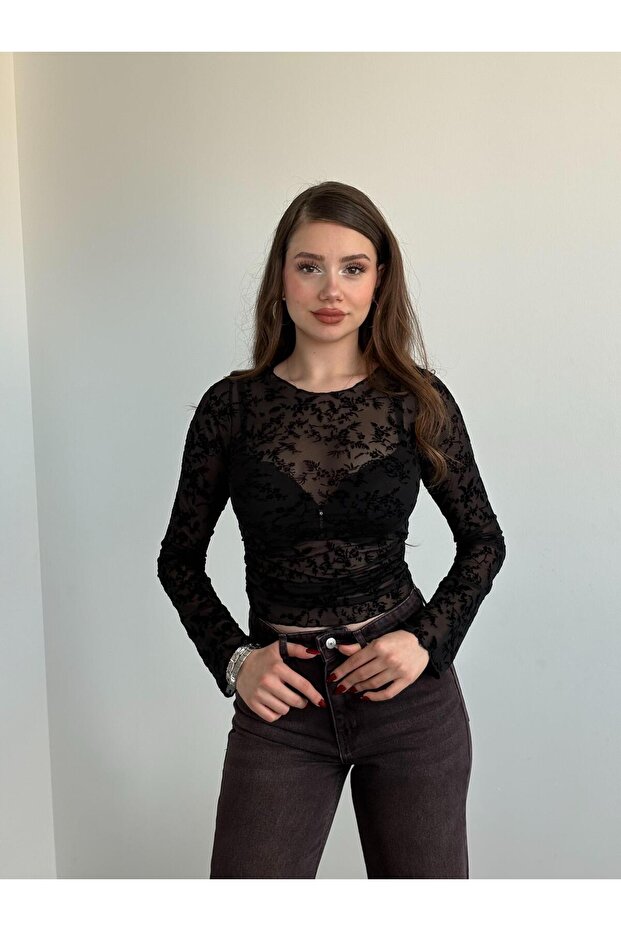 Güpürlü Transparan Bluz - 4