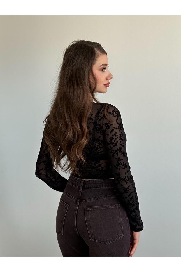 Güpürlü Transparan Bluz - 3