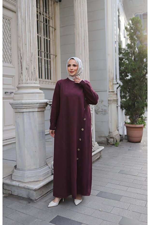 فستان قطني بخيطين مع تفاصيل الأزرار