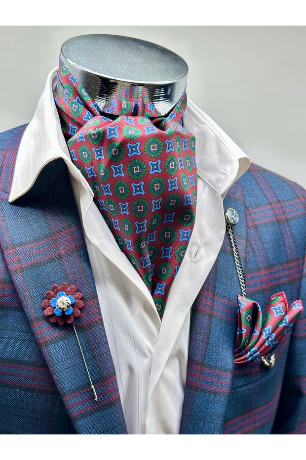 Burgundy Patterned Men's Scarf
