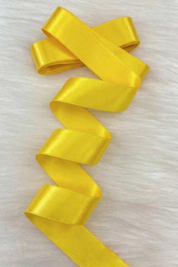 4 cm Yellow Double-Sided Satin Ribbon 10 Meters, Dowry Special Occasion Gift Decoration Ribbon