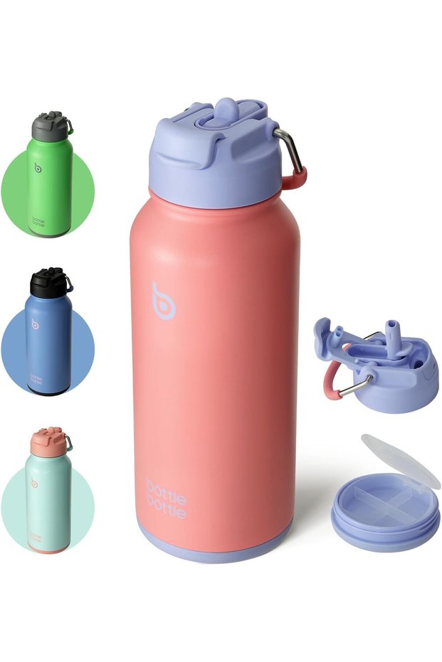 BOTTLE BOTTLE 32oz Insulated Water Bottle Stainless Steel Sport Water Bottle with Straw Dual-use Lid