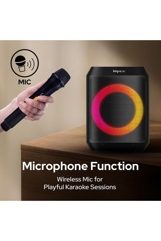 8 Inch Portable Bluetooth Speaker TS1109 1500W PMPO Ring Light Mic USB AUX TWS 2Yr - 5