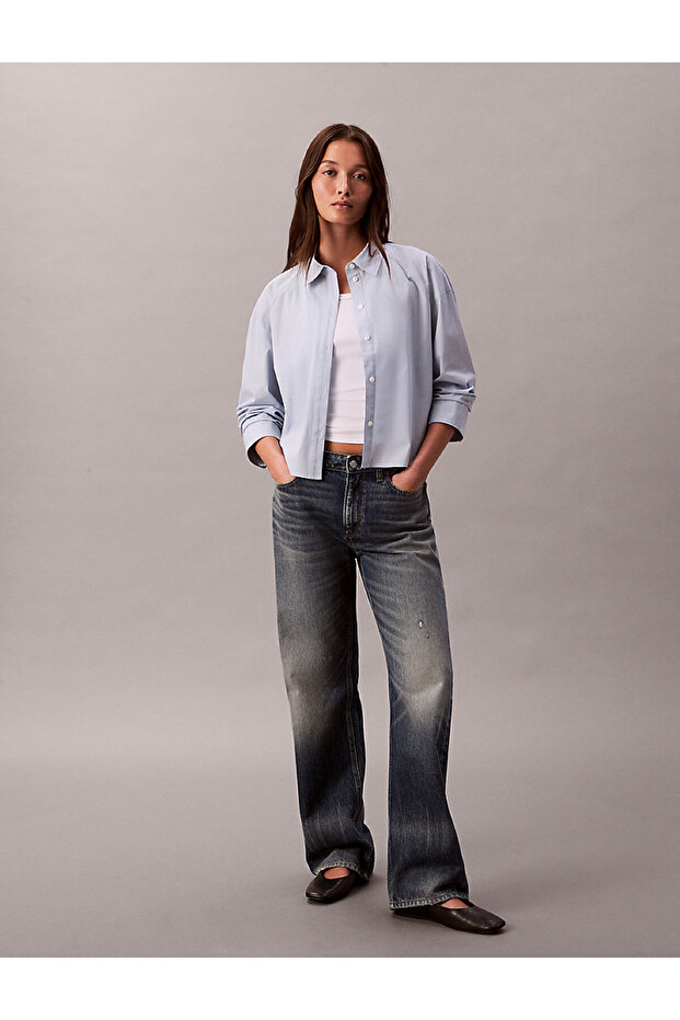 Kadın Solid Boxy Fit Crop Gömlek - 2