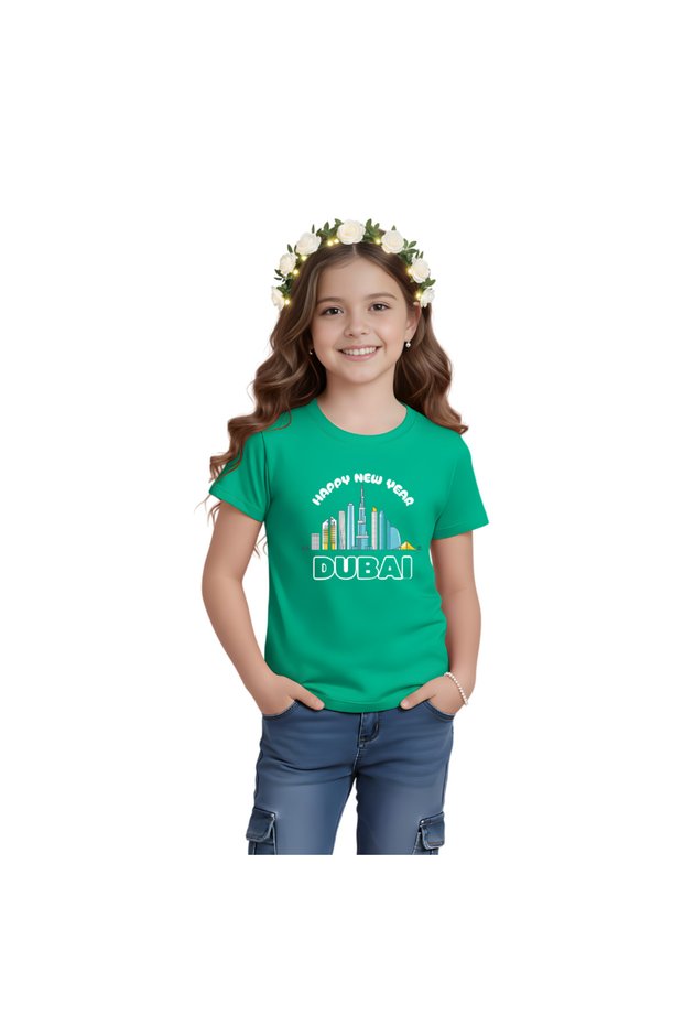 New Year Kids Girls Tshirt With Tiara Combo Set Soft Cotton Holiday Outfit | Stylish Festive Wear