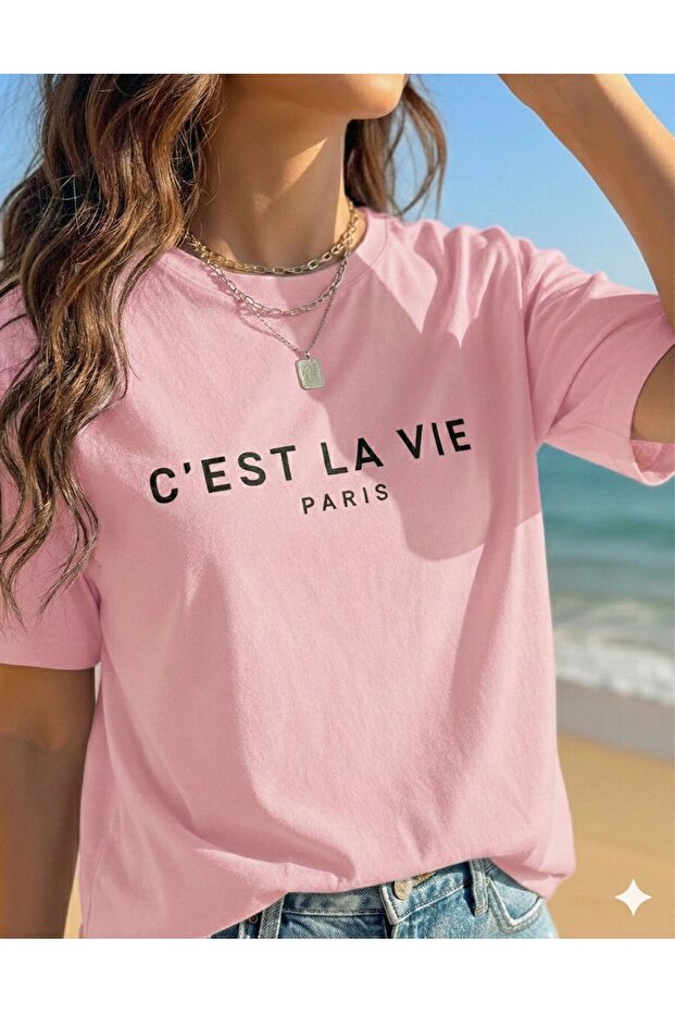 C'Est La Vie Printed Women's Basic T-Shirt (T-Shirt)