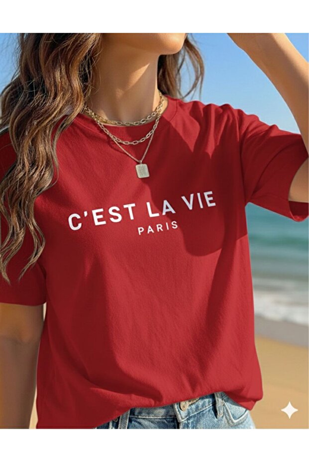 C'Est La Vie Printed Women's Basic T-Shirt (T-Shirt)