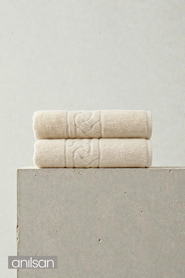 2-Piece Rita Ecru Bath Towel - 70X140 Cm, 240Gr, 100% Cotton, Spa and Hotel Towel, Suitable for Daily Use