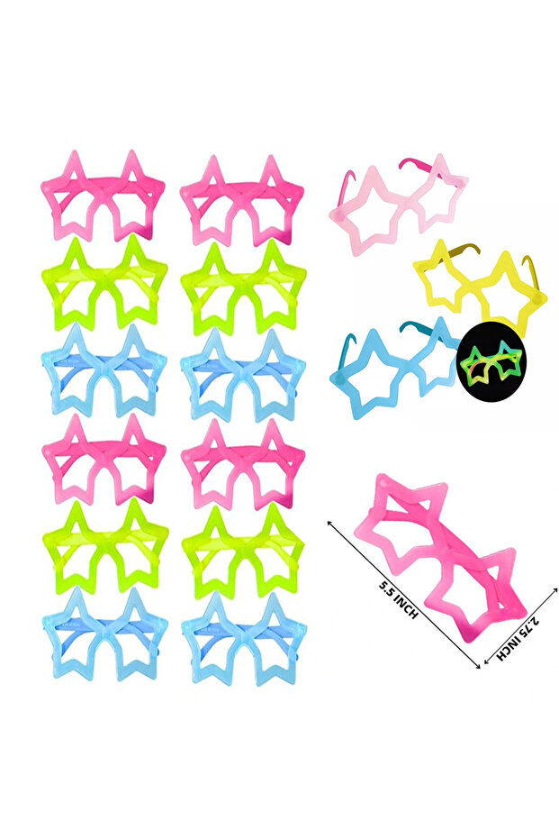 Phosphorescent Star Model Glow Party Glasses Glow in the Dark Glasses 12 Pcs