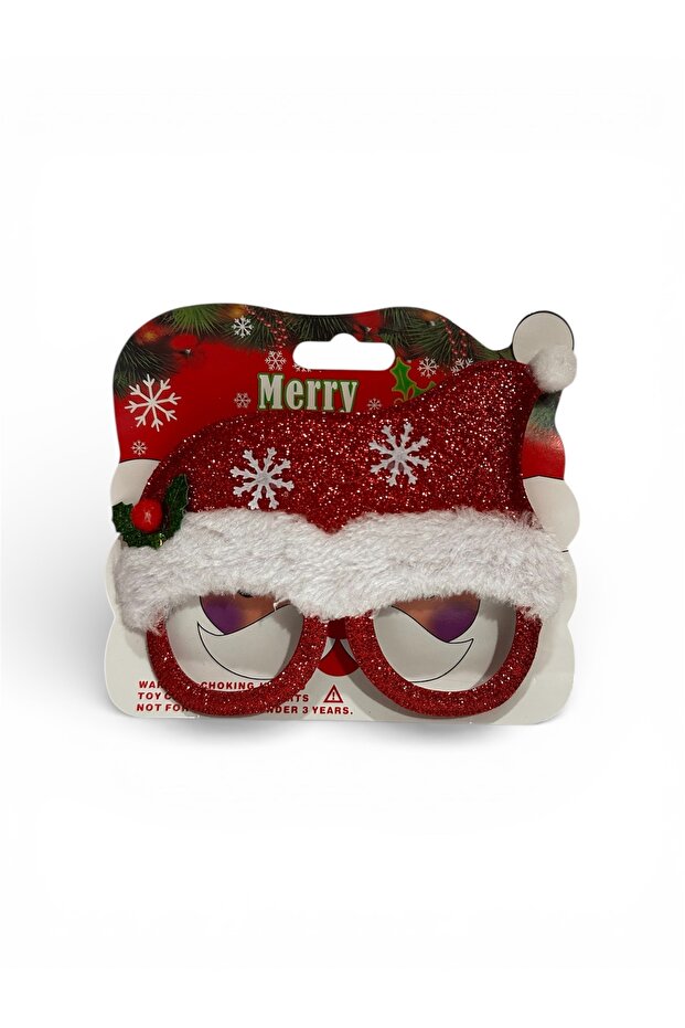 New Year Glasses Red Silvery White Fleece Coating