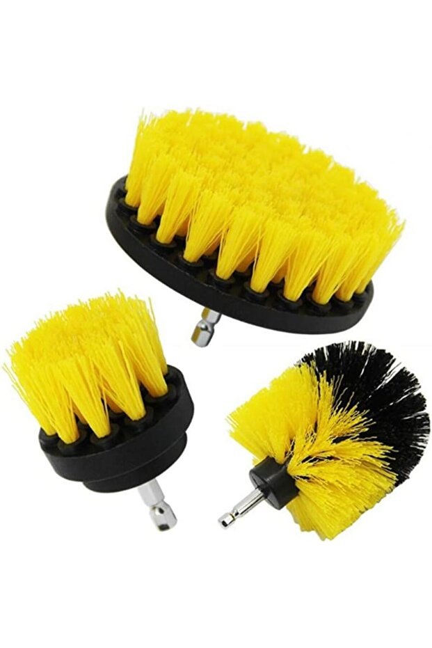 3 Pcs Car Tire Electric Drill Brush With Drill Attachment Tub Cleaner Scrubber Cleaning Bru