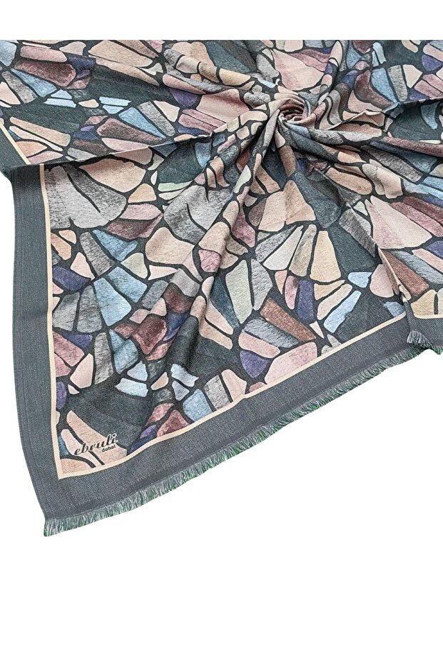 Ebruli Winter Patterned Scarf 95X95 cm