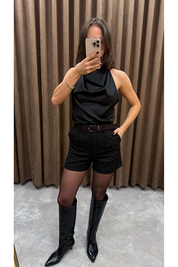 SİYAH KEMERLİ ŞORT - 5