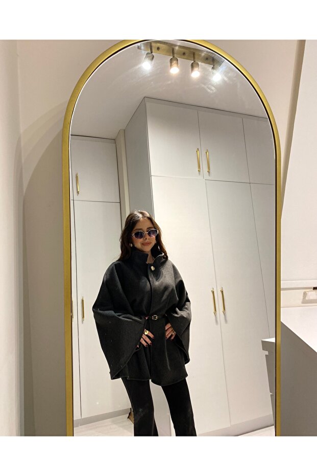 Antrasit Oversize Kemerli Panço - 5