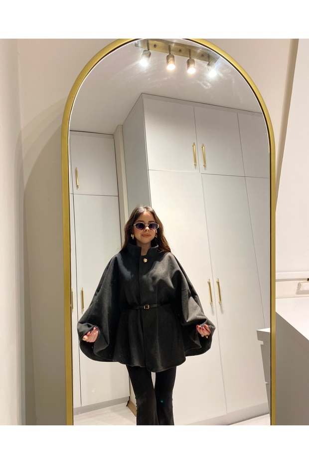 Antrasit Oversize Kemerli Panço - 4