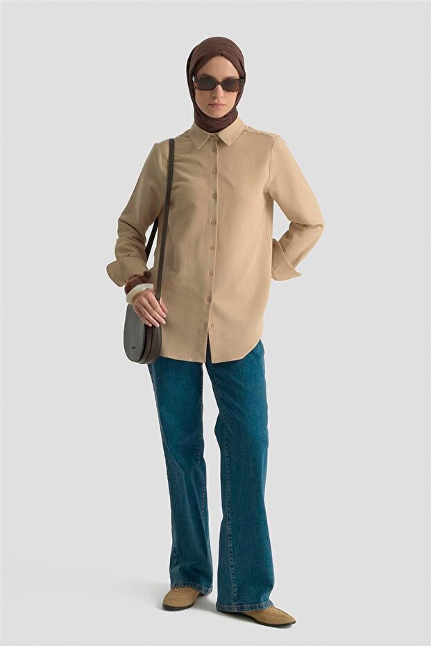 Keten Basic Gömlek 25Y3726 Camel - 2