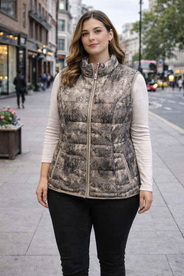 Patterned Quilted Vest - 1