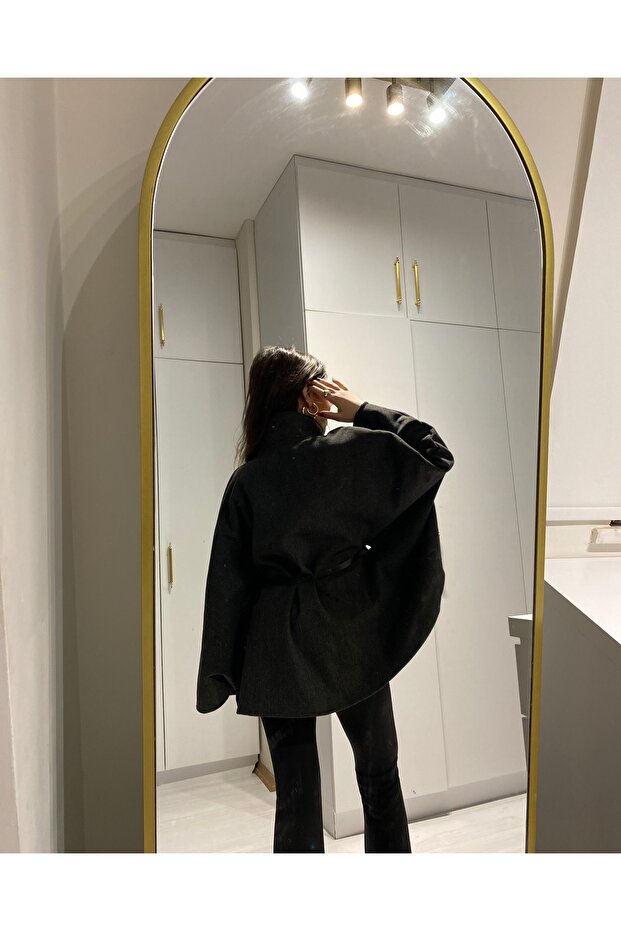 Antrasit Oversize Kemerli Panço - 7