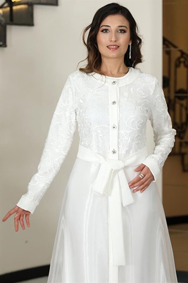 Orkide Abaya Beyaz - 2