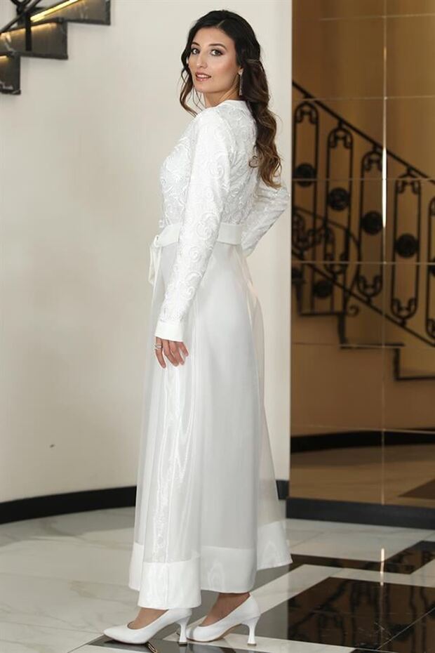Orkide Abaya Beyaz - 3