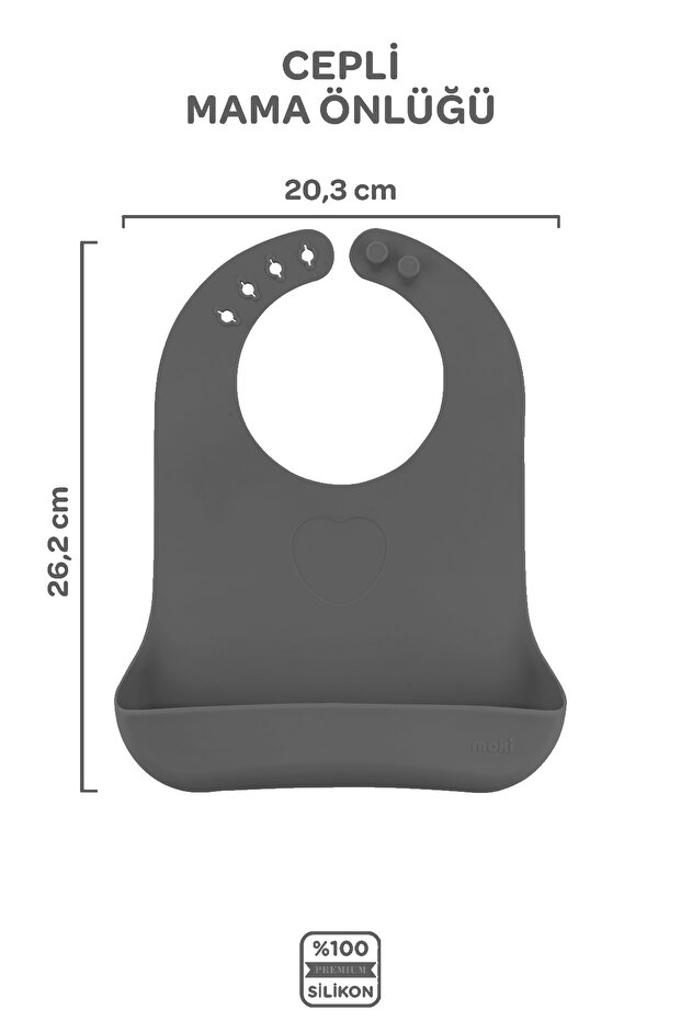 Silicone Bib Platinum Gray - 2