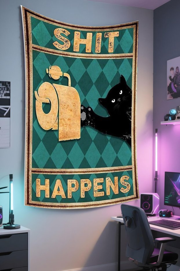 Cat Wall Hanging – Pet-Themed, High-Quality Fabric, Tapestry Wall Carpet