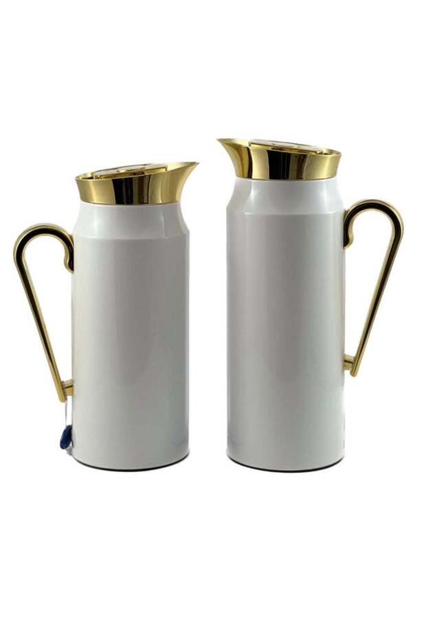 Homemaker 2-Piece Tea & Coffee Flask - 0.75 Liter & 1 Liter Capacity - Glass Inner - Steel Body - Wh